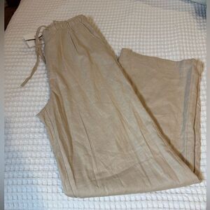 New Love Tree Tan Linen Lightweight Pants